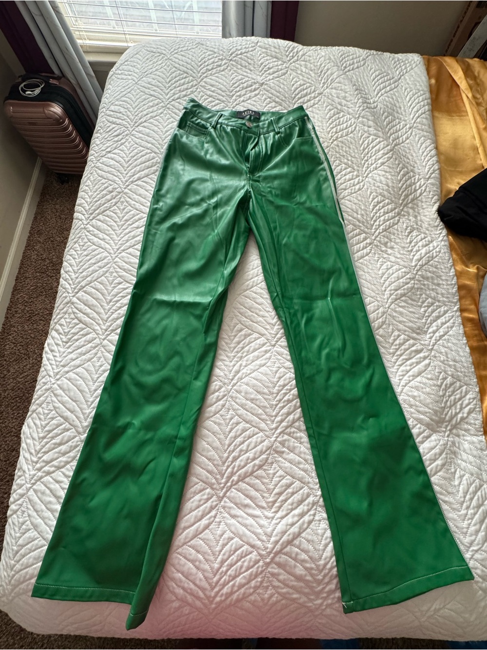 AKIRA Emerald Green Faux Leather Wide-Leg Pants